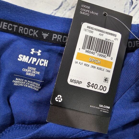 Under Armour MENS SIZE S Project Rock Iron Paradise Tank Shirt Blue 1377290-471 - Picture 8 of 9